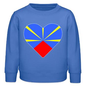 Coeur drapeau l’île de la réunion - Sweat enfant bio Stanley/Stella - carolina blue - Devant - AI Model Kid Female (0cm)