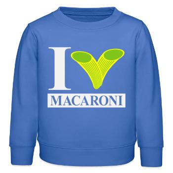 J’adore les macaronis - Sweat enfant bio Stanley/Stella - carolina blue - Devant - AI Model Kid Female (0cm)