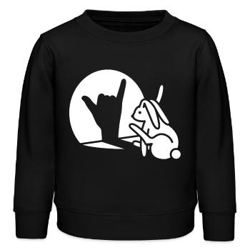 Kaninchen Hand Schatten Ruf Dich An! Telefon Handy - Kinder Organic Sweatshirt Mini Changer von Stanley/Stella - Schwarz - Vorne - AI Model Kid Male (0cm)