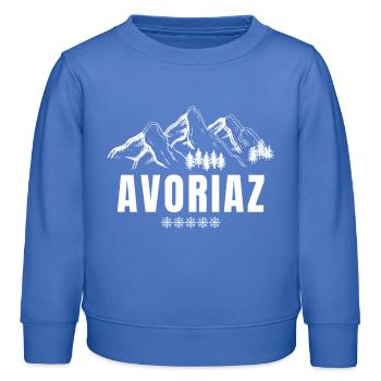 Avoriaz, station de ski, snowboard - Sweat enfant bio Stanley/Stella - carolina blue - Devant - AI Model Kid Female (0cm)