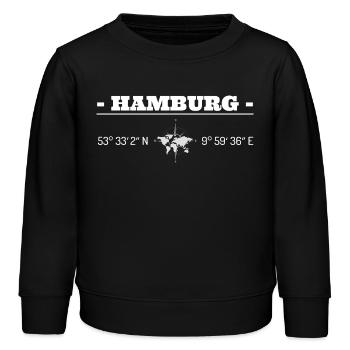Koordinaten Hamburg - Kinder Organic Sweatshirt Mini Changer von Stanley/Stella - Schwarz - Vorne - AI Model Kid Male (0cm)