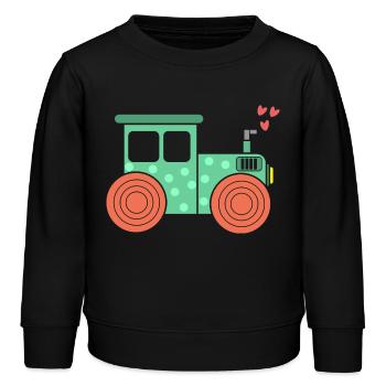 Herz Traktor Nutzfahrzeug Bauernhof Ackerbau Feld - Kinder Organic Sweatshirt Mini Changer von Stanley/Stella - Schwarz - Vorne - AI Model Kid Male (0cm)