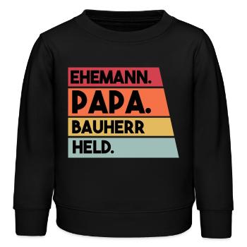 Ehemann Papa Bauherr Held - Kinder Organic Sweatshirt Mini Changer von Stanley/Stella - Schwarz - Vorne - AI Model Kid Male (0cm)