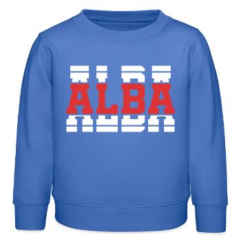 t-shirt Alba t-shirt gift idea stacked text - Kids Organic Sweatshirt by Stanley/Stella - carolina blue - Front - AI Model Kid Female (0cm)