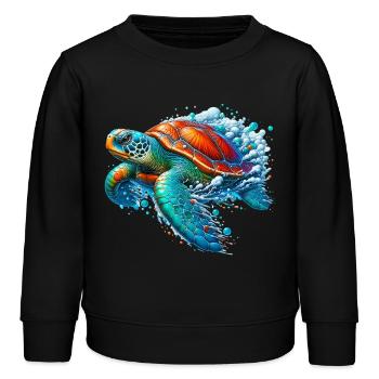 Schildkröte - Kinder Organic Sweatshirt Mini Changer von Stanley/Stella - Schwarz - Vorne - AI Model Kid Male (0cm)