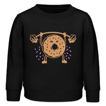 Donut Gewichte heben - Kinder Organic Sweatshirt Mini Changer von Stanley/Stella - Schwarz - Vorne - AI Model Kid Male (0cm)