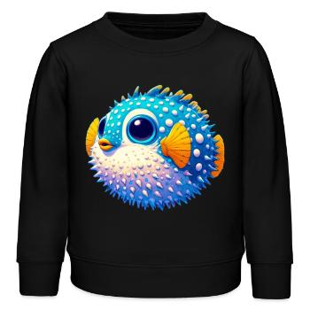 Kugelfisch - Kinder Organic Sweatshirt Mini Changer von Stanley/Stella - Schwarz - Vorne - AI Model Kid Male (0cm)