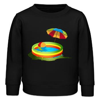 Buntes Planschbecken mit Sonnenschirm und Ball - Kinder Organic Sweatshirt Mini Changer von Stanley/Stella - Schwarz - Vorne - AI Model Kid Male (0cm)