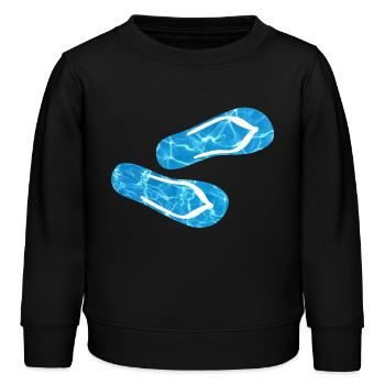 Slippers Pool Flip Flops Camping Water Holidays Fun - Kids Organic Sweatshirt by Stanley/Stella - black - Front - AI Model Kid Male (0cm)