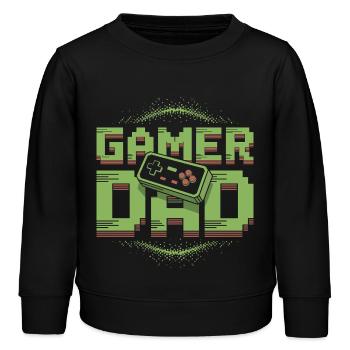 Gamer Dad Pixel Art Design - Kinder Organic Sweatshirt Mini Changer von Stanley/Stella - Schwarz - Vorne - AI Model Kid Male (0cm)