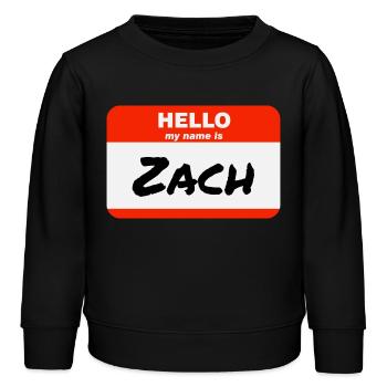 Bonjour, je m’appelle Zach Étiquette Étiquette - Sweat enfant bio Stanley/Stella - noir - Devant - AI Model Kid Male (0cm)