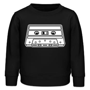 Kassette Perspektive – Retro Mixtape Design - Kinder Organic Sweatshirt Mini Changer von Stanley/Stella - Schwarz - Vorne - AI Model Kid Male (0cm)