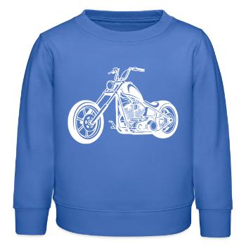 Design de moto chopper en blanc - Sweat enfant bio Stanley/Stella - carolina blue - Devant - AI Model Kid Female (0cm)