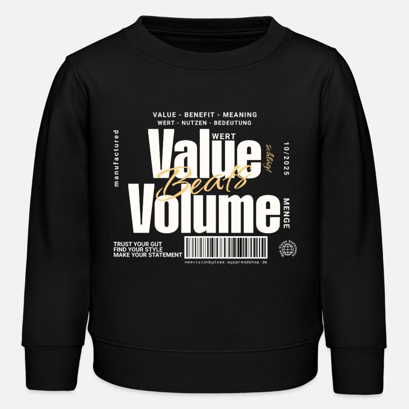 Valeur l’emporte sur le volume – Design de déclaration (foncé) - Sweat enfant bio Stanley/Stella - noir
