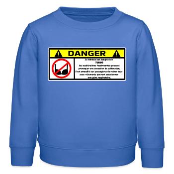 Danger Turbo  - Sweat enfant bio Stanley/Stella - carolina blue - Devant - AI Model Kid Female (0cm)