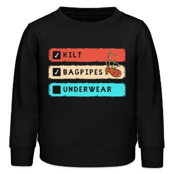 Kilt Scotland Scotland Jupe Tartan - Sweat enfant bio Stanley/Stella - noir - Devant - AI Model Kid Male (0cm)