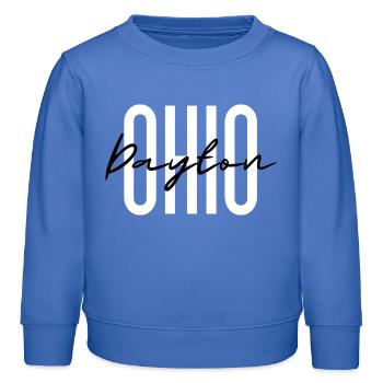 Ohio Script Overlay on Bold Block Letters - Kids Organic Sweatshirt by Stanley/Stella - carolina blue - Front - AI Model Kid Female (0cm)