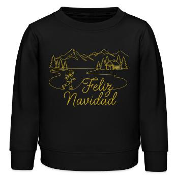 Feliz Navidad Winterlandschaft winterlich - Kinder Organic Sweatshirt Mini Changer von Stanley/Stella - Schwarz - Vorne - AI Model Kid Male (0cm)
