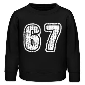 67 Zahl Nummer Grosse Schrift Vintage Zahlendesign - Kinder Organic Sweatshirt Mini Changer von Stanley/Stella - Schwarz - Vorne - AI Model Kid Male (0cm)