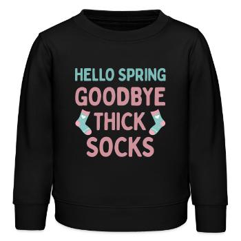 Bonjour Printemps, adieu chaussettes épaisses - Sweat enfant bio Stanley/Stella - noir - Devant - AI Model Kid Male (0cm)