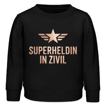 Superheldin In Zivil Superhero Superhelden Kostüm - Kinder Organic Sweatshirt Mini Changer von Stanley/Stella - Schwarz - Vorne - AI Model Kid Male (0cm)