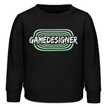 Gamedesigner als Arbeitskollege - Kinder Organic Sweatshirt Mini Changer von Stanley/Stella - Schwarz - Vorne - AI Model Kid Male (0cm)