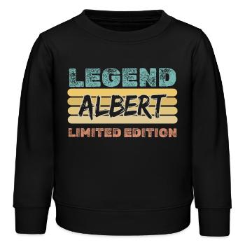 Spruch Albert - Kinder Organic Sweatshirt Mini Changer von Stanley/Stella - Schwarz - Vorne - AI Model Kid Male (0cm)