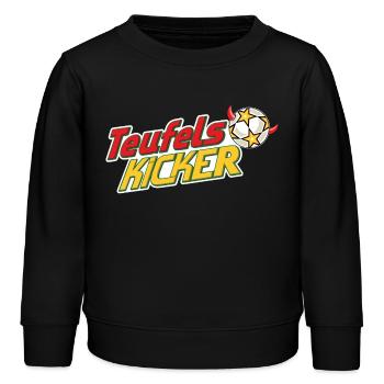 Teufelskicker Logoschriftzug Mit Fußball - Kinder Organic Sweatshirt Mini Changer von Stanley/Stella - Schwarz - Vorne - AI Model Kid Male (0cm)