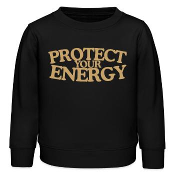 Protect your energy Retro Spruch Design - Kinder Organic Sweatshirt Mini Changer von Stanley/Stella - Schwarz - Vorne - AI Model Kid Male (0cm)