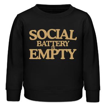Social Battery is empty Retro Spruch Design - Kinder Organic Sweatshirt Mini Changer von Stanley/Stella - Schwarz - Vorne - AI Model Kid Male (0cm)