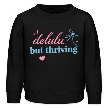 Delhu Thriving Script Logo - Kinder Organic Sweatshirt Mini Changer von Stanley/Stella - Schwarz - Vorne - AI Model Kid Male (0cm)