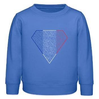 Drapeau français en motif de losange - Sweat enfant bio Stanley/Stella - carolina blue - Devant - AI Model Kid Female (0cm)