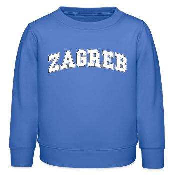 Lettrage rétro ZAGREB – Croatia Design - Sweat enfant bio Stanley/Stella - carolina blue - Devant - AI Model Kid Female (0cm)