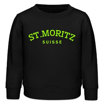 St. Moritz - Suisse - Switzerland - Swiss - Sweat enfant bio Stanley/Stella - noir - Devant - AI Model Kid Male (0cm)
