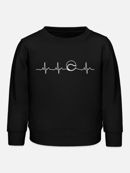 Minimalist Tennis Heartbeat Gift - Kids Organic Sweatshirt by Stanley/Stella - black