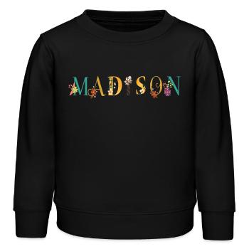 MADISON Namenskunst mit gestickten Blumen - Kinder Organic Sweatshirt Mini Changer von Stanley/Stella - Schwarz - Vorne - AI Model Kid Male (0cm)