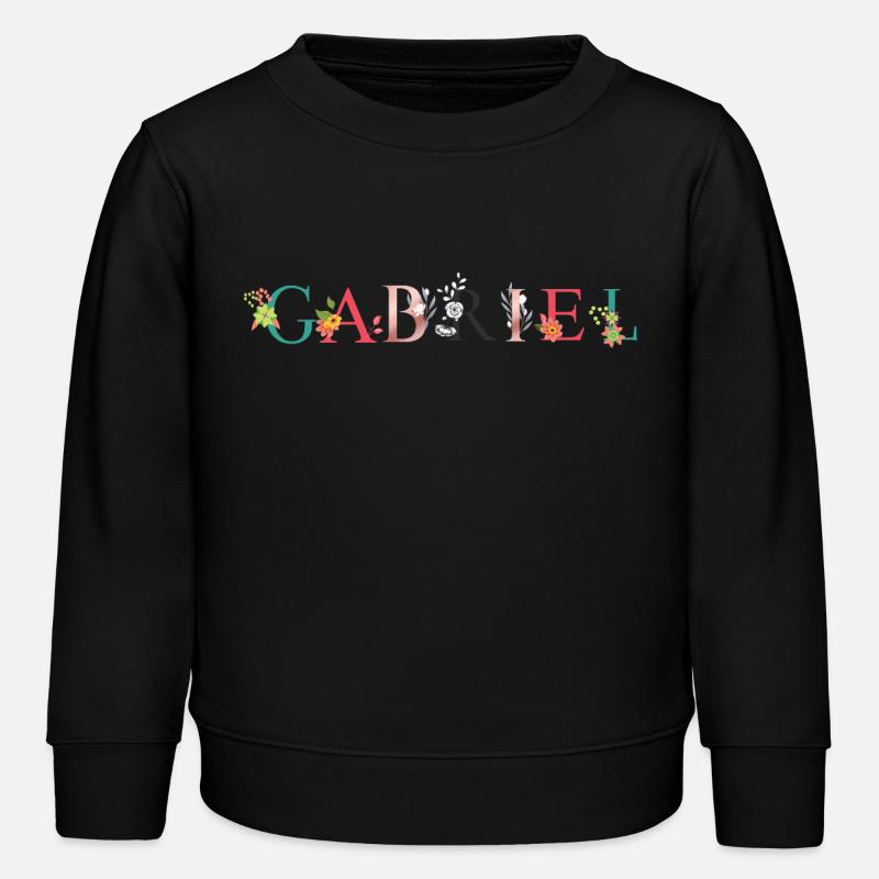 GABRIEL Namenskunst mit Blumen bestickt - Kinder Organic Sweatshirt Mini Changer von Stanley/Stella - Schwarz