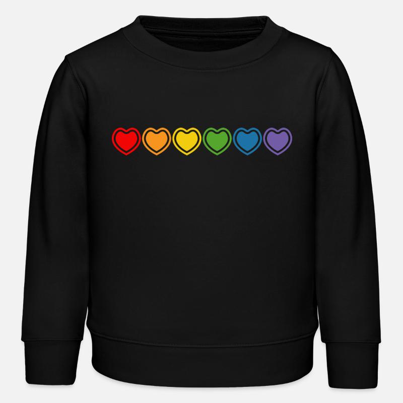 LGBT Regenbogenherzchen - Kinder Organic Sweatshirt Mini Changer von Stanley/Stella - Schwarz