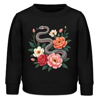 Lunar New Year - Schlange 2025 - Kinder Organic Sweatshirt Mini Changer von Stanley/Stella - Schwarz - Vorne - AI Model Kid Male (0cm)