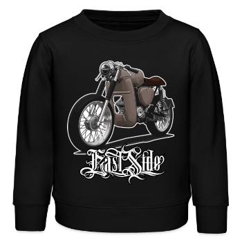 S51 (marron) // Illustration - Sweat enfant bio Stanley/Stella - noir - Devant - AI Model Kid Male (0cm)