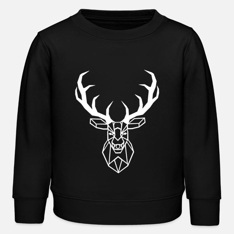 Cerf géométrique blanc - Sweat enfant bio Stanley/Stella - noir