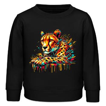 Gepard - Kinder Organic Sweatshirt Mini Changer von Stanley/Stella - Schwarz - Vorne - AI Model Kid Male (0cm)