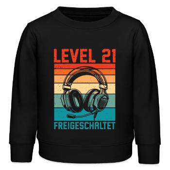 21e anniversaire Homme Gamer Niveau 21 débloqué - Sweat enfant bio Stanley/Stella - noir - Devant - AI Model Kid Male (0cm)