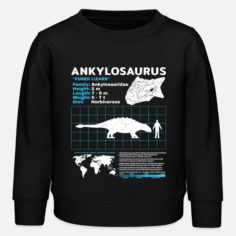 Fiche d’information sur l’Ankylosaurus - Sweat enfant bio Stanley/Stella - noir