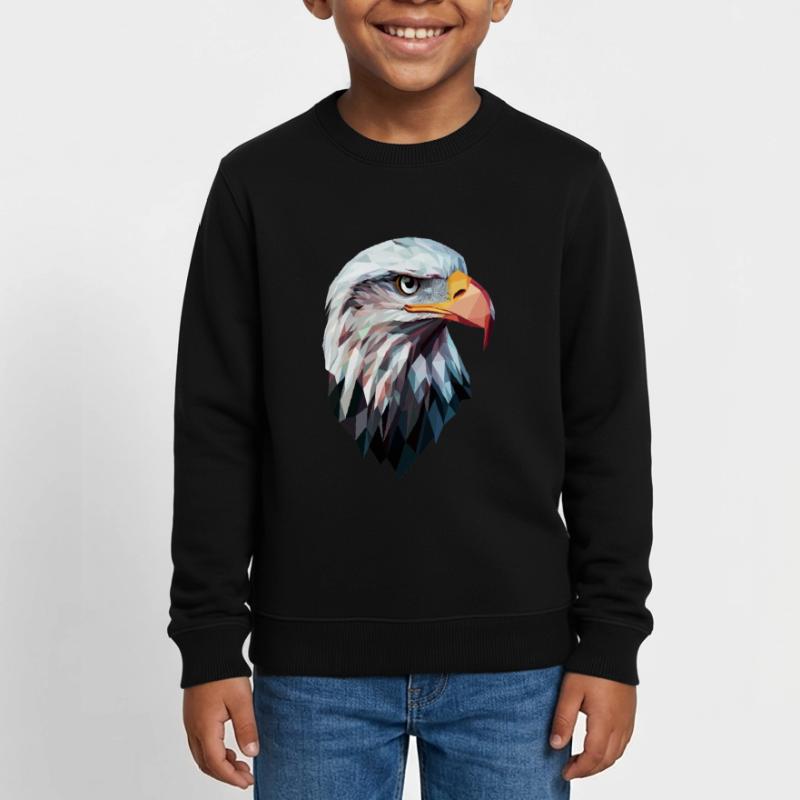 Conception de logo Eagle Head Low Poly Art Sweat enfant bio Stanley/Stella