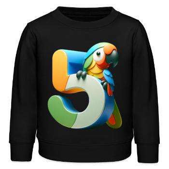 Kinderdesign – Papagei und Zahlen - Kinder Organic Sweatshirt Mini Changer von Stanley/Stella - Schwarz - Vorne - AI Model Kid Male (0cm)