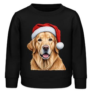 Weihnachts-Golden Retriever - Kinder Organic Sweatshirt Mini Changer von Stanley/Stella - Schwarz - Vorne - AI Model Kid Male (0cm)