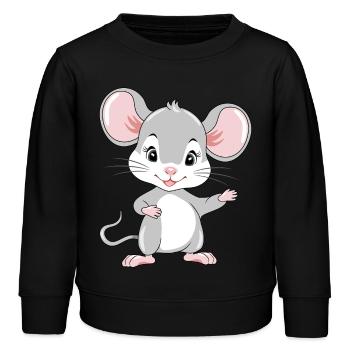 Willkommenssüße Baby-Maus - Kinder Organic Sweatshirt Mini Changer von Stanley/Stella - Schwarz - Vorne - AI Model Kid Male (0cm)
