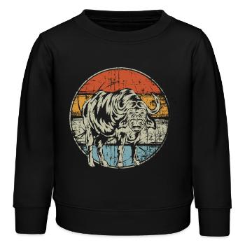 Büffel vintage - Kinder Organic Sweatshirt Mini Changer von Stanley/Stella - Schwarz - Vorne - AI Model Kid Male (0cm)