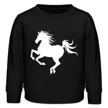 Anmutige Pferdesilhouette in Bewegung - Kinder Organic Sweatshirt Mini Changer von Stanley/Stella - Schwarz - Vorne - AI Model Kid Male (0cm)